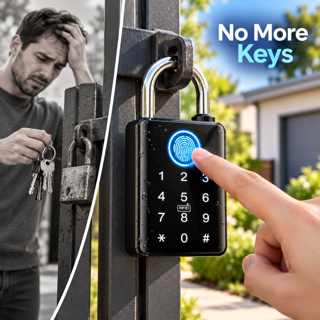 🔒 Smart Fingerprint Padlock with Touchscreen Keypad for Keyless Door and Locker Security