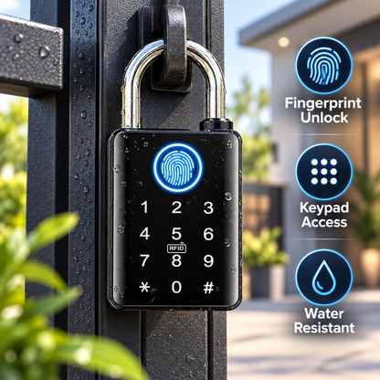 🔒 Smart Fingerprint Padlock with Touchscreen Keypad for Keyless Door and Locker Security