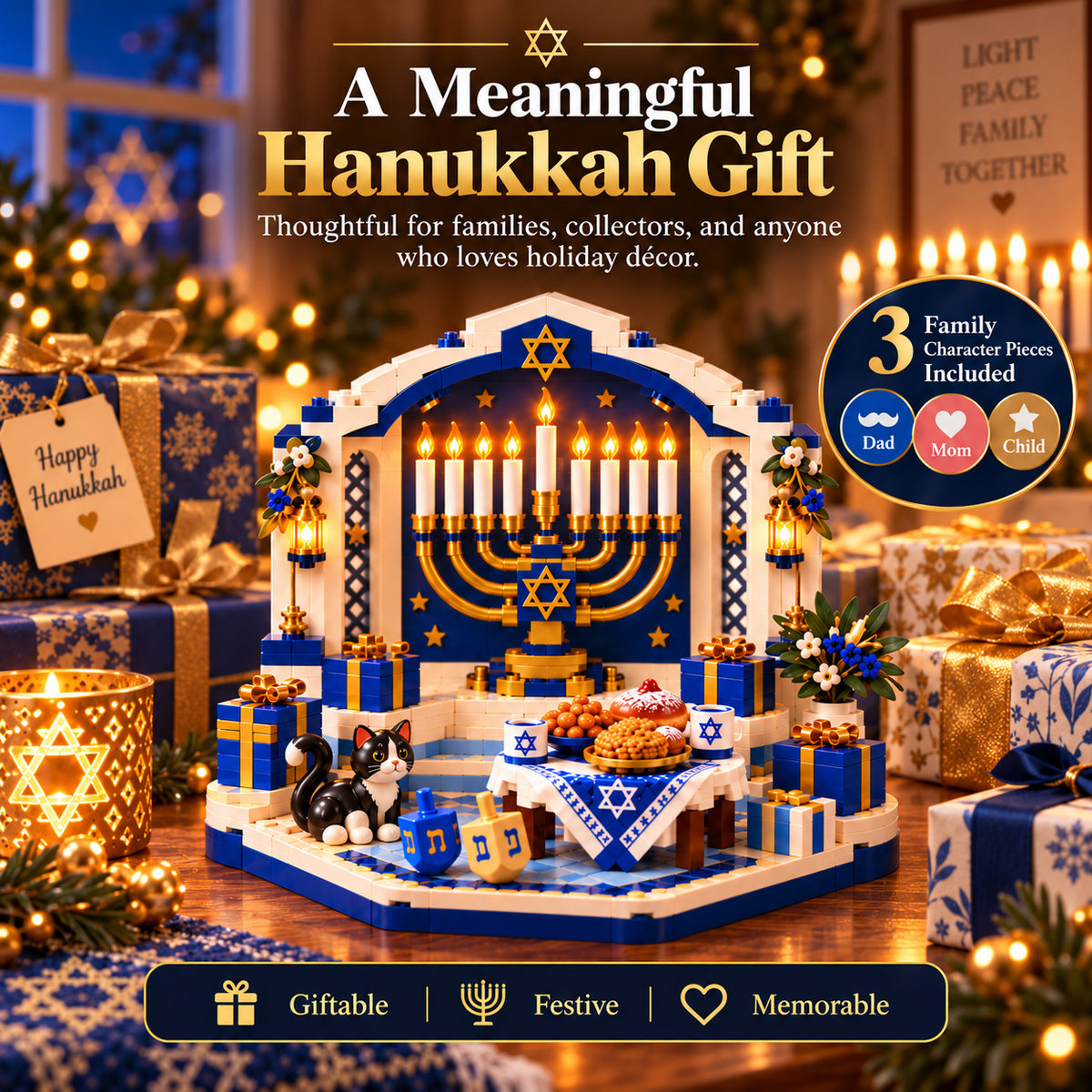 🕎✨ Last Day 50% OFF 🔥 Hanukkah Family Light Building Block Display Set