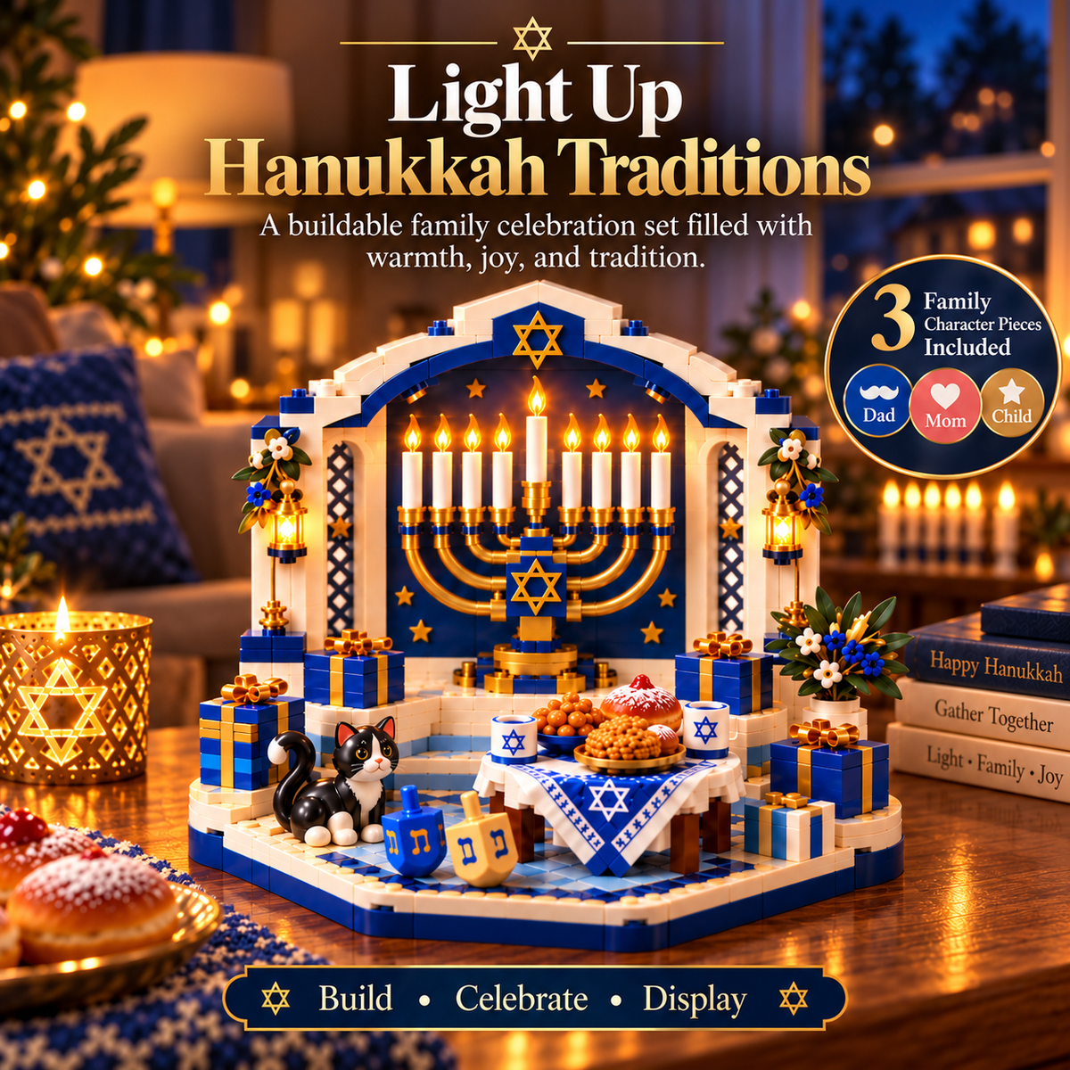 🕎✨ Last Day 50% OFF 🔥 Hanukkah Family Light Building Block Display Set