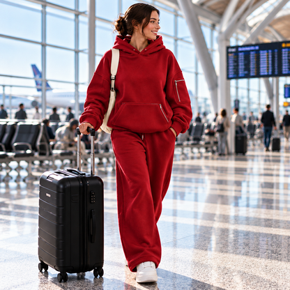 ✈️ Cozy Travel Sleep Hoodie – Built-In Eye Mask, Hidden Pockets & Oversized Comfort