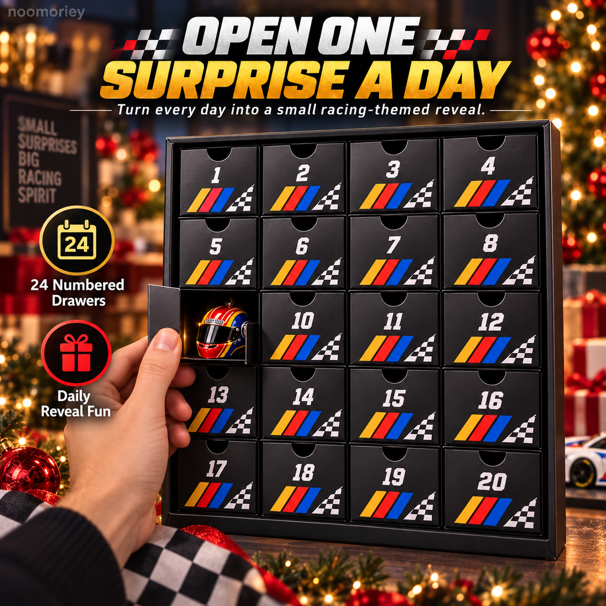 Racing Car Advent Calendar, 24-Day Christmas Countdown Gift for Racing Fans