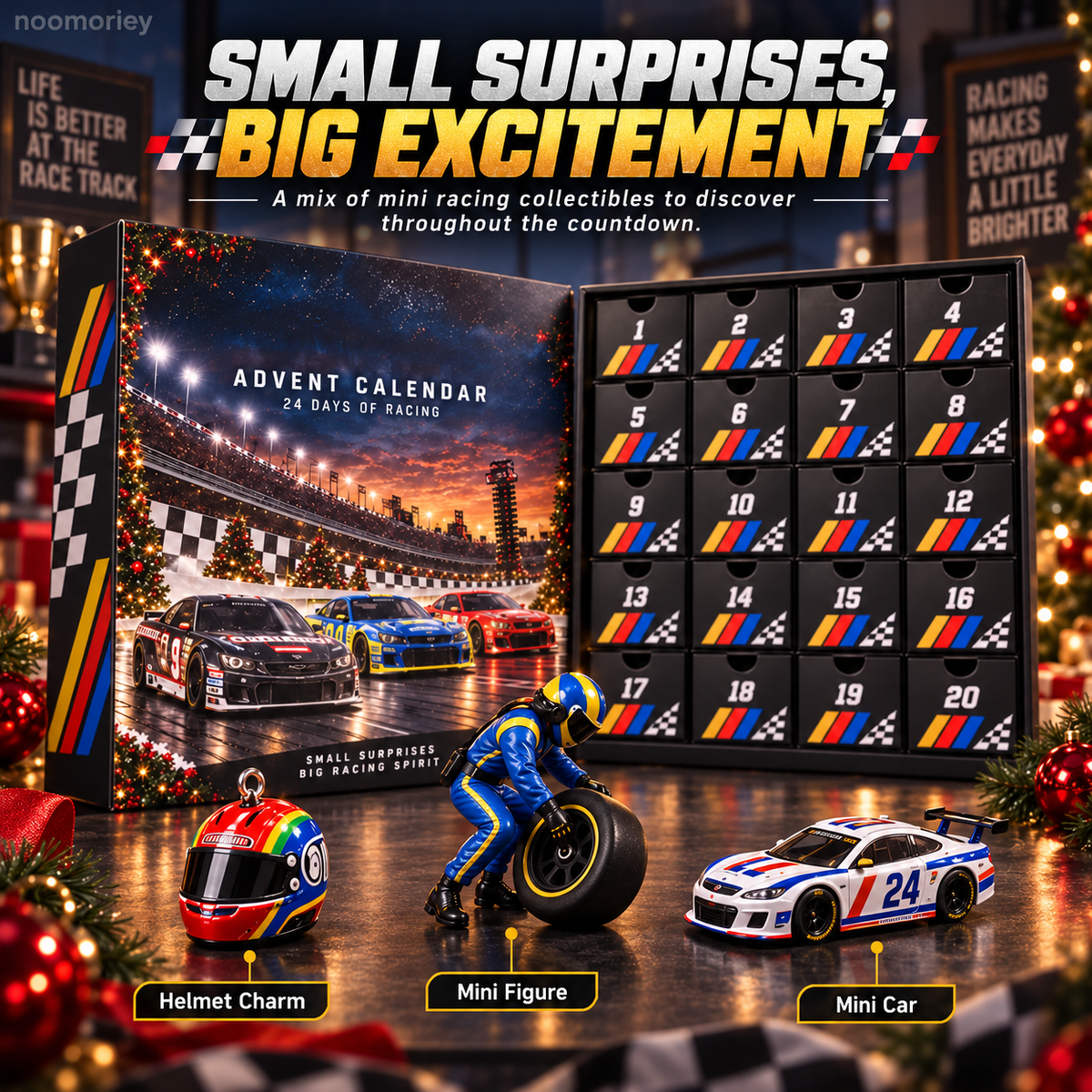 Racing Car Advent Calendar, 24-Day Christmas Countdown Gift for Racing Fans