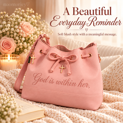 💕 Faith-Inspired Bucket Bag – God Is Within Her Handbag