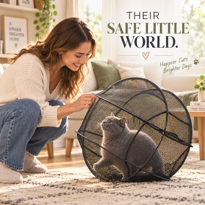 🐾 Portable 360° Cat Playpen – Their Safe Little Space Anywhere