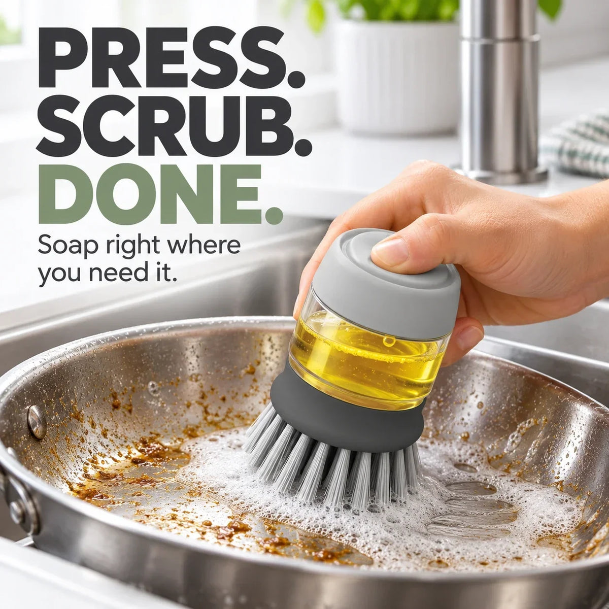 Soap Dispensing Dish Brush with Stand