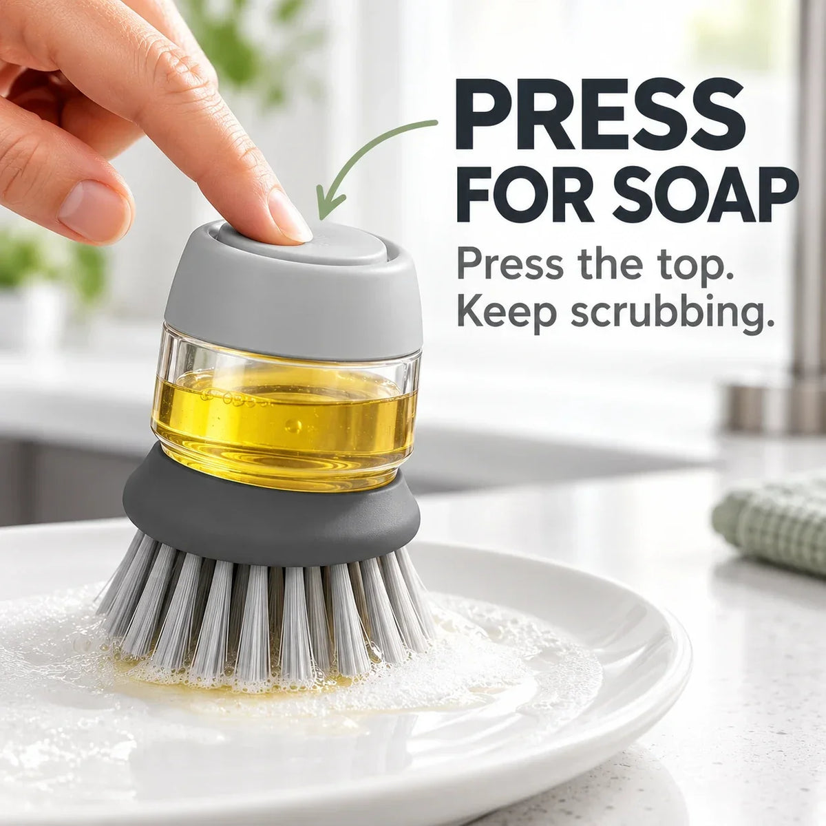 Soap Dispensing Dish Brush with Stand