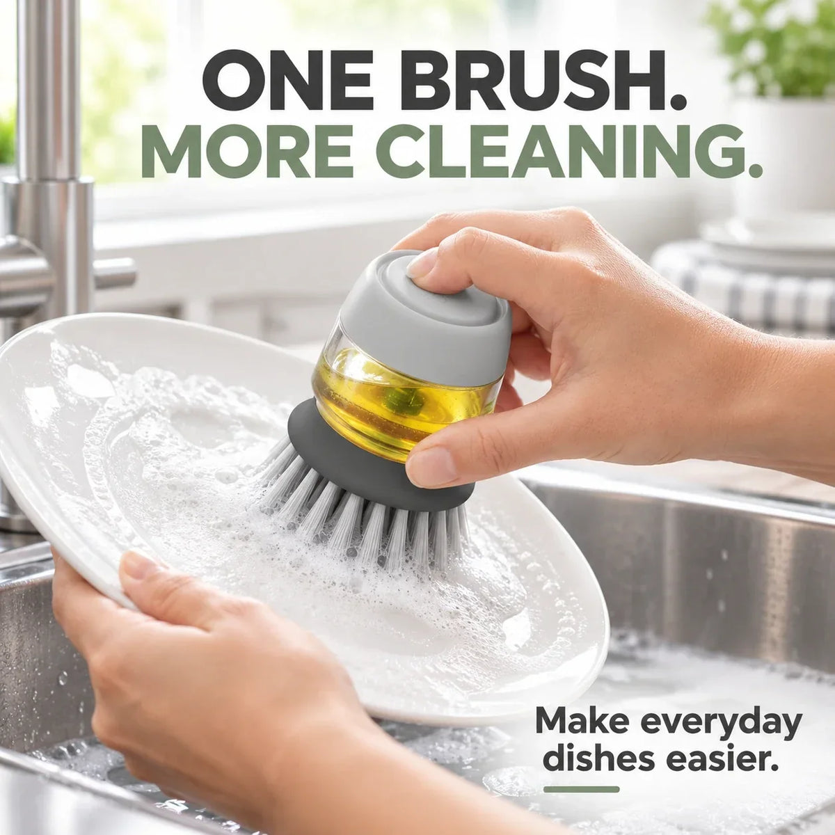 Soap Dispensing Dish Brush with Stand