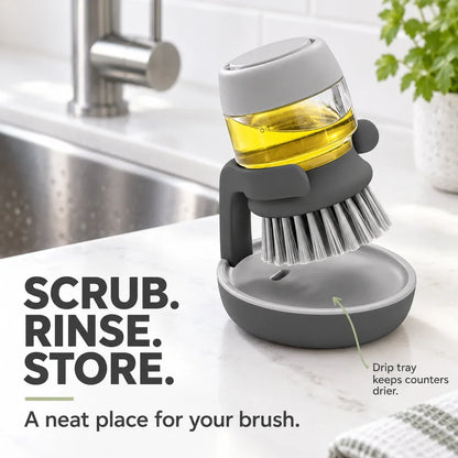 Soap Dispensing Dish Brush with Stand