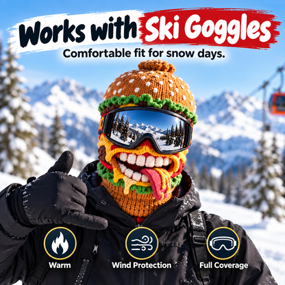 🍔🏂 3D Funny Food Knit Ski Mask for Warm Winter Adventures