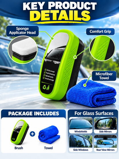 🚗 Car Care Deal – Windshield Glass Cleaning Pad ✨ Oil-Film Removing Brush for Clearer, Rain-Resistant Auto Glass 💧