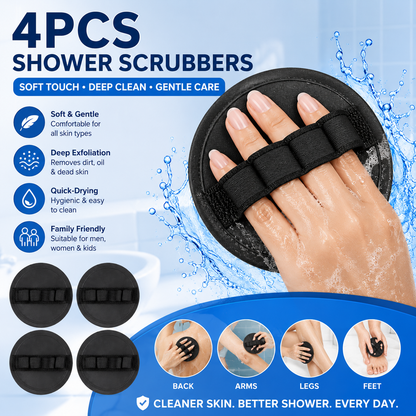 Soft Silicone Shower Scrubber – Gentle Exfoliating Body Brush (4-Pack)