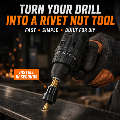 🔧 Complete Drill-Powered Rivet Nut Kit – M3–M8 Threaded Insert Tool Set
