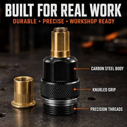 🔧 Complete Drill-Powered Rivet Nut Kit – M3–M8 Threaded Insert Tool Set