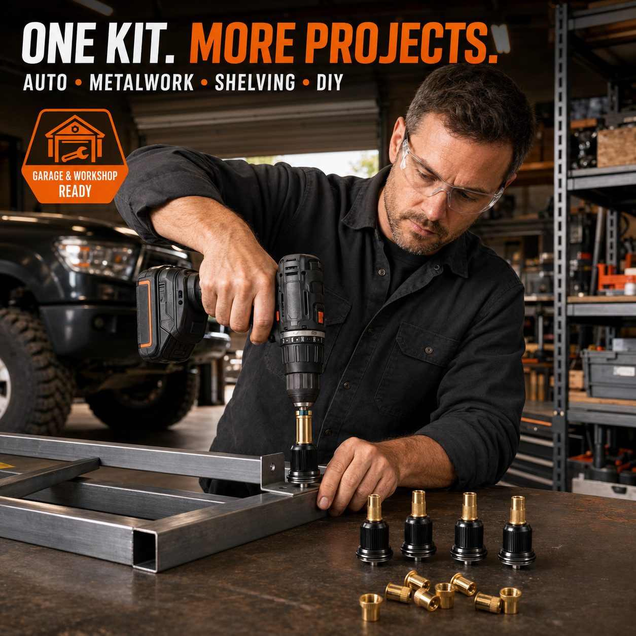 🔧 Complete Drill-Powered Rivet Nut Kit – M3–M8 Threaded Insert Tool Set