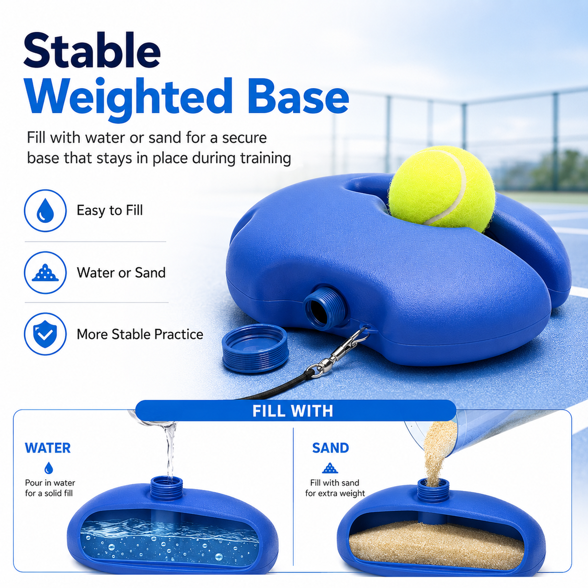 🎾💥Solo Tennis Practice Rebounder – 2-Piece Trainer with Balls