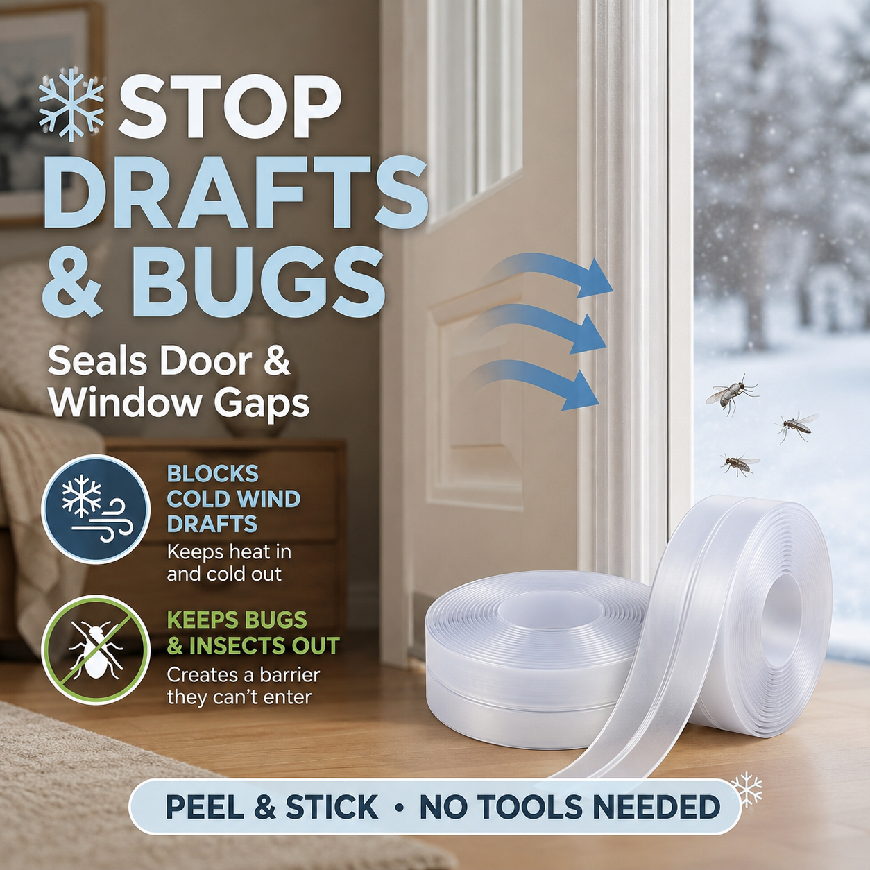 🔥50% OFF🛡️Universal Door Gap Seal Tape – Draft, Dust & Bug Blocker