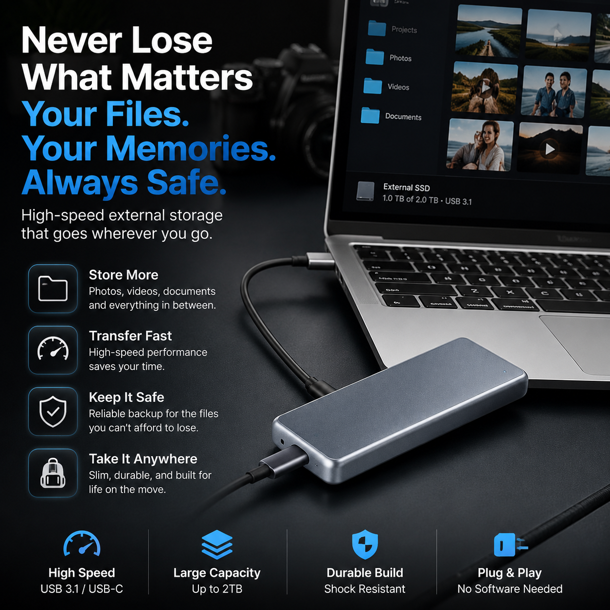 🔥 LAST DAY 50% OFF-Portable External SSD – Protect Your Photos, Videos & Important Files