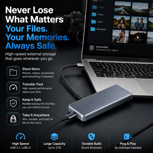 🔥 LAST DAY 50% OFF-Portable External SSD – Protect Your Photos, Videos & Important Files