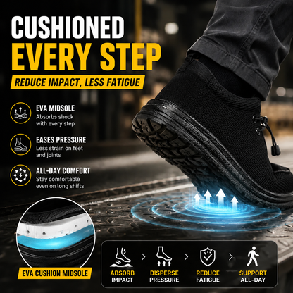 🛠️🥾 Lightweight Steel Toe Safety Loafers – Breathable Non-Slip Work Shoes | 🚚 Free Shipping