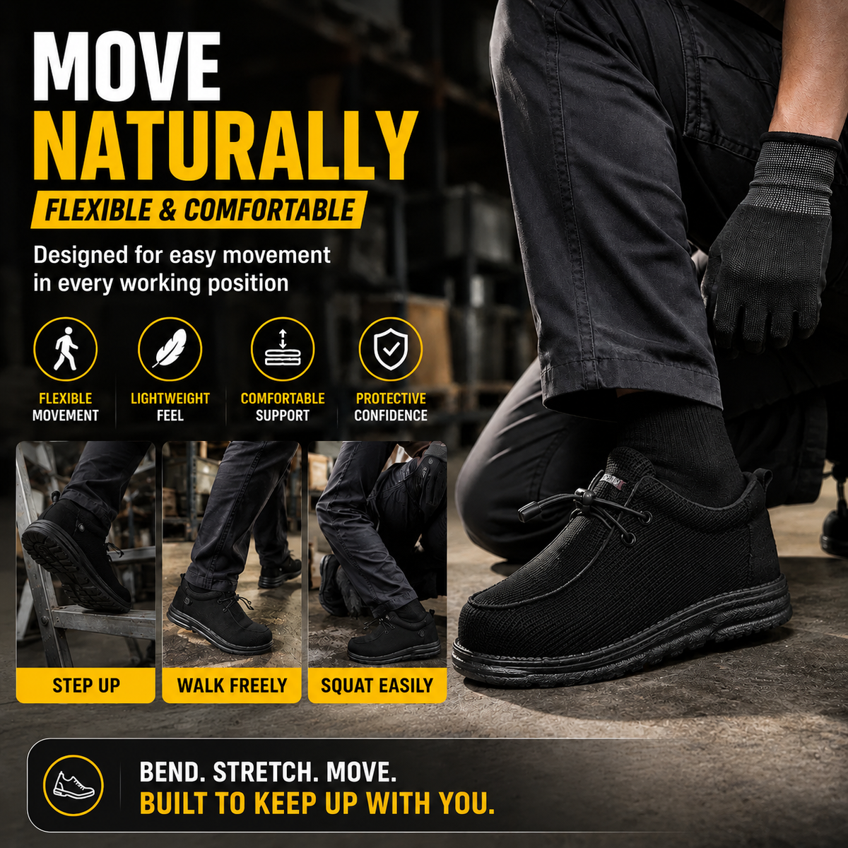 🛠️🥾 Lightweight Steel Toe Safety Loafers – Breathable Non-Slip Work Shoes | 🚚 Free Shipping