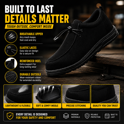 🛠️🥾 Lightweight Steel Toe Safety Loafers – Breathable Non-Slip Work Shoes | 🚚 Free Shipping