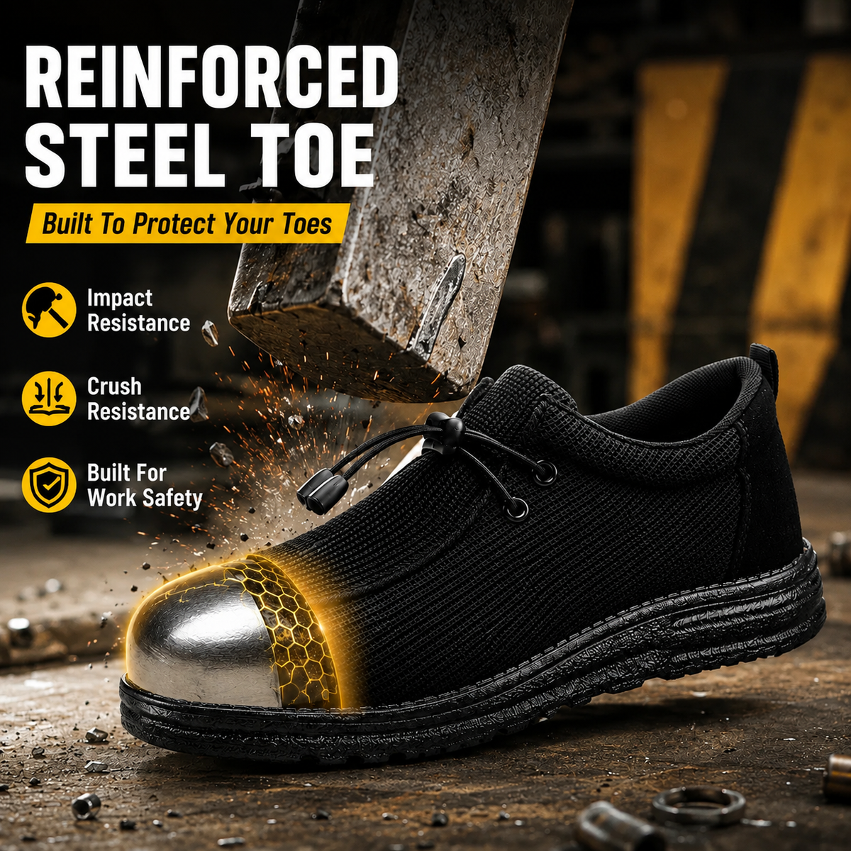 🛠️🥾 Lightweight Steel Toe Safety Loafers – Breathable Non-Slip Work Shoes | 🚚 Free Shipping
