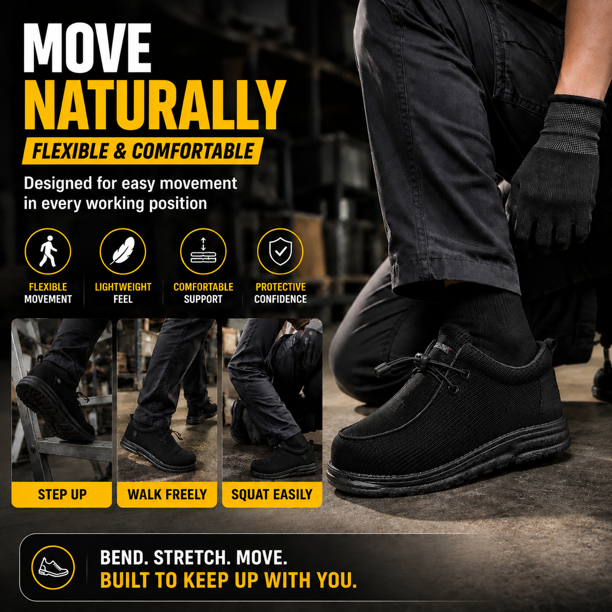 🛠️🥾 Lightweight Steel Toe Safety Loafers – Breathable Non-Slip Work Shoes | 🚚 Free Shipping