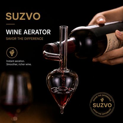 Glass Wine Aerator Pourer – Handcrafted Instant Wine Decanter Spout for Red Wine Bottles