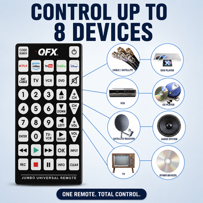 📺Jumbo Universal Remote Control | Large Easy-Read Buttons