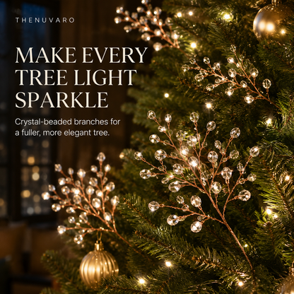 ✨ Crystal Beaded Christmas Tree Branch Picks – Instant Sparkle & Fuller Holiday Décor