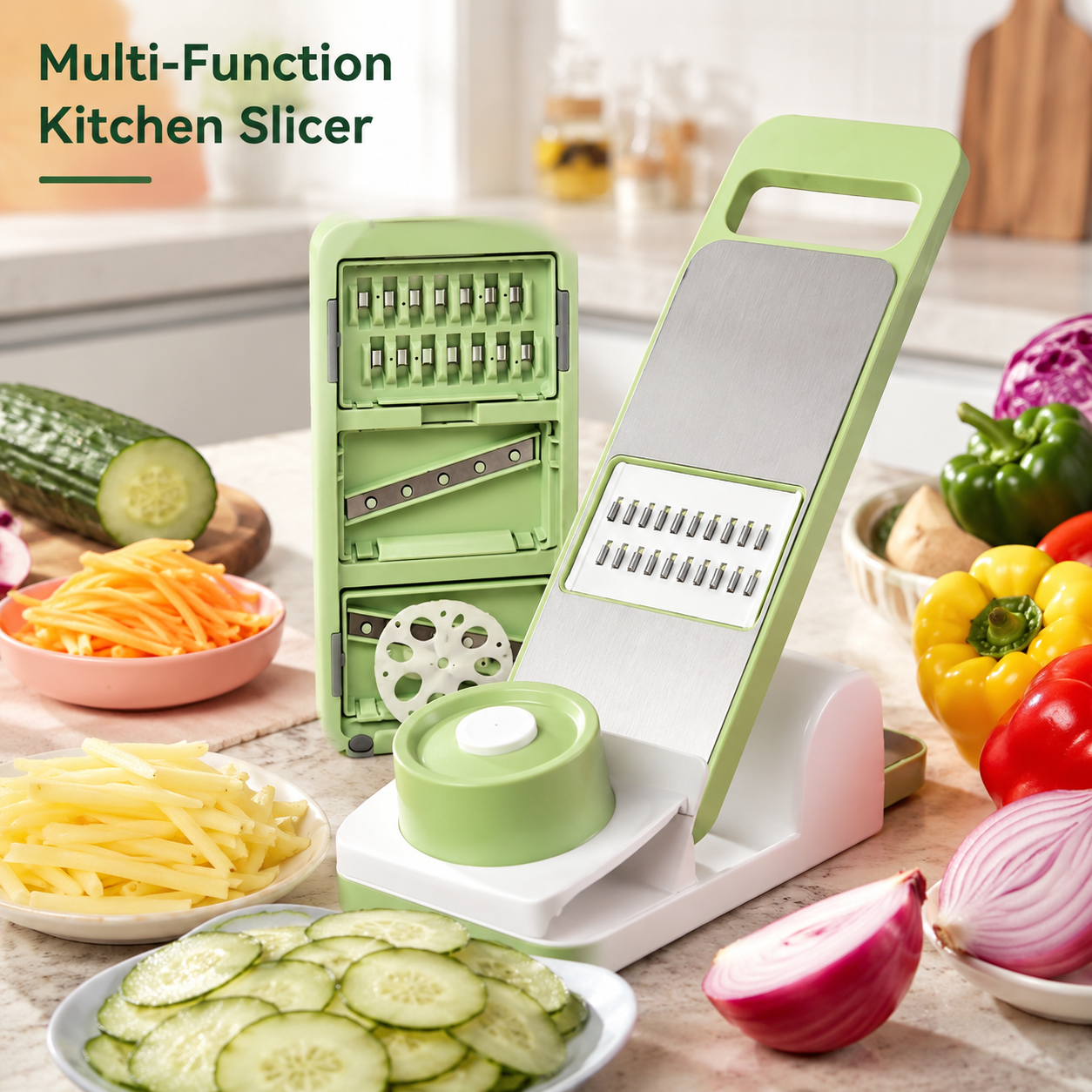 🥗🔪 Multi-Function Vegetable Slicer – Slice, Shred & Julienne
