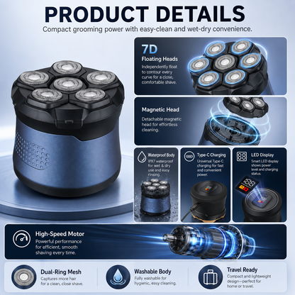 🔥🛠️Head Shavers for Bald Men, IPX7 Waterproof Wet/Dry Head Shavers for Men