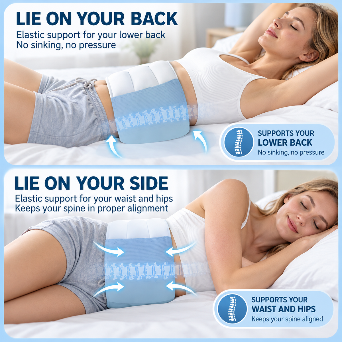Adjustable Lumbar Support Pillow – For Bed, Office, Car & Sofa