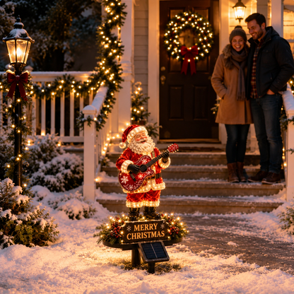 🔥50% Off Last Day✨🎅 Light-Up Guitar Santa Christmas Yard Decoration🎸 – Festive Outdoor Holiday Display 🎄✨