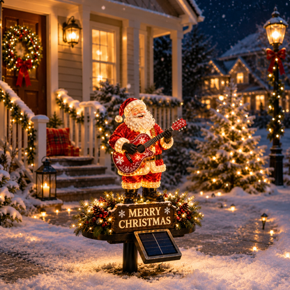🔥50% Off Last Day✨🎅 Light-Up Guitar Santa Christmas Yard Decoration🎸 – Festive Outdoor Holiday Display 🎄✨