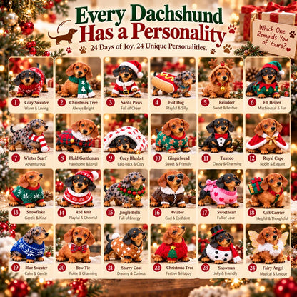 🎄 24 Days of Dachshund Joy™ – Christmas Advent Calendar with 24 Collectible Dachshund Figurines