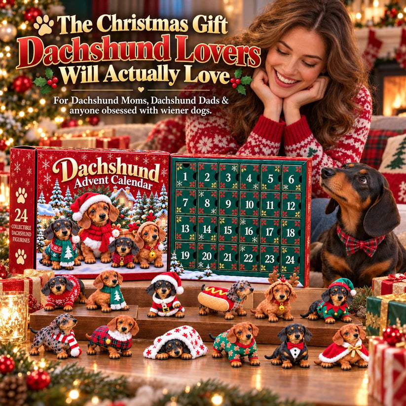 🎄 24 Days of Dachshund Joy™ – Christmas Advent Calendar with 24 Collectible Dachshund Figurines