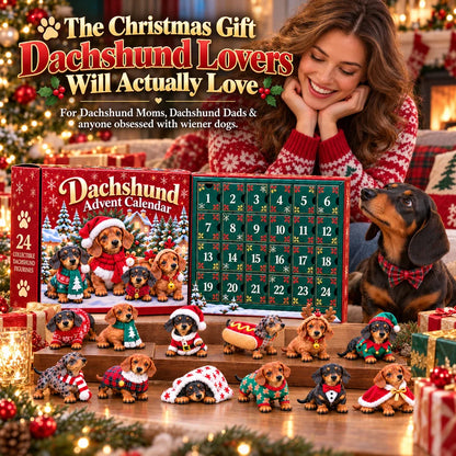 🎄 24 Days of Dachshund Joy™ – Christmas Advent Calendar with 24 Collectible Dachshund Figurines