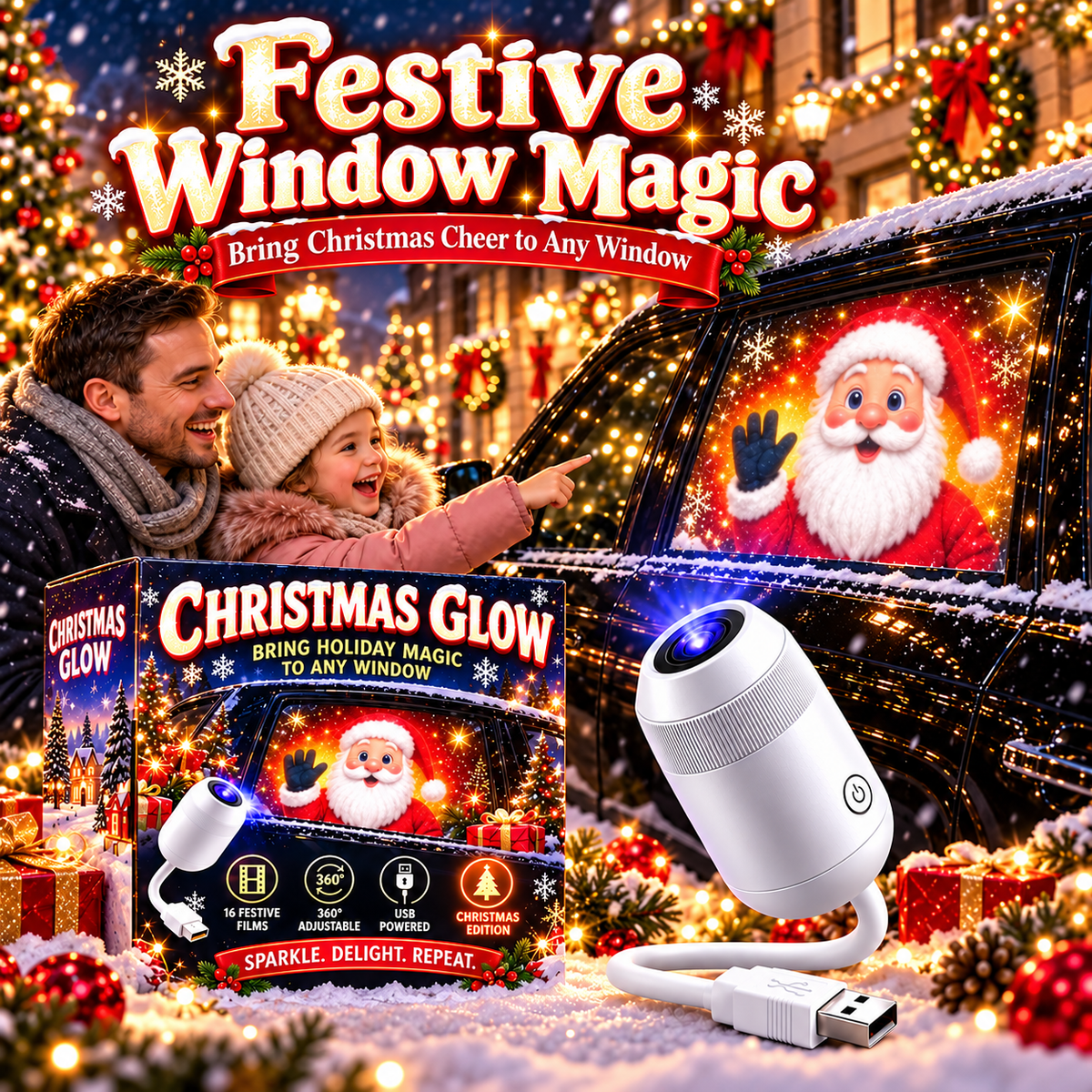 🎅 Christmas Car Projector Light ✨ Bring Holiday Magic on the Road