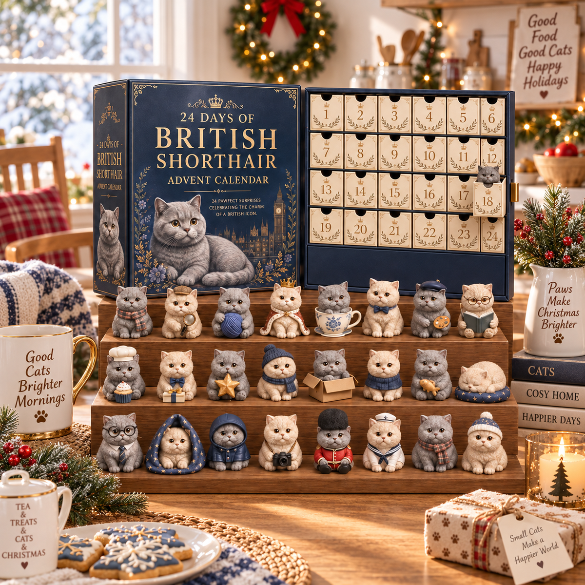 🎄✨CHRISTMAS KICKOFF 49%OFF - 2026 Days of BritishShorthair Blind Box -24-Day Festive Countdown,British Shorthair ThemedCollectible MiniaturesBlind Box - Gift For CatLovers