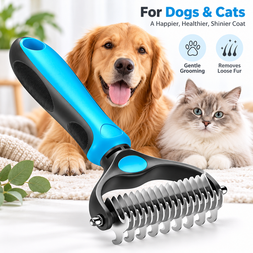 🐶FLASH SALE: 50% OFF! ✨2-in-1 Pet Grooming Brush – Deshed, Detangle & Smooth