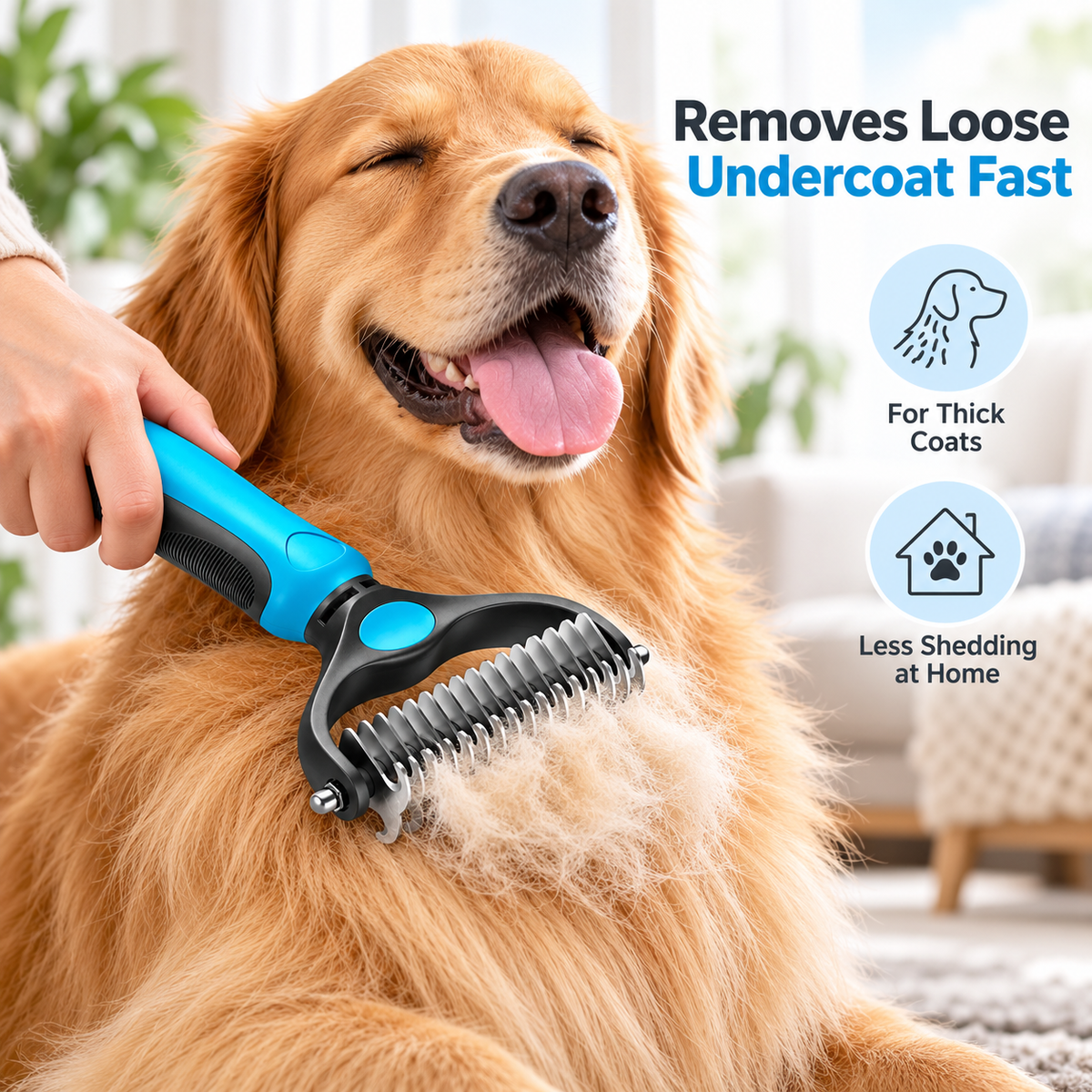 🐶FLASH SALE: 50% OFF! ✨2-in-1 Pet Grooming Brush – Deshed, Detangle & Smooth