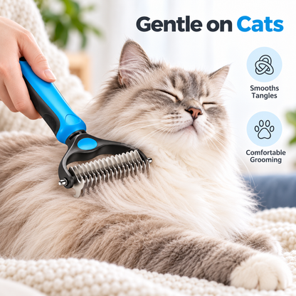 🐶FLASH SALE: 50% OFF! ✨2-in-1 Pet Grooming Brush – Deshed, Detangle & Smooth