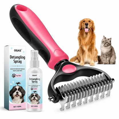🐶FLASH SALE: 50% OFF! ✨2-in-1 Pet Grooming Brush – Deshed, Detangle & Smooth