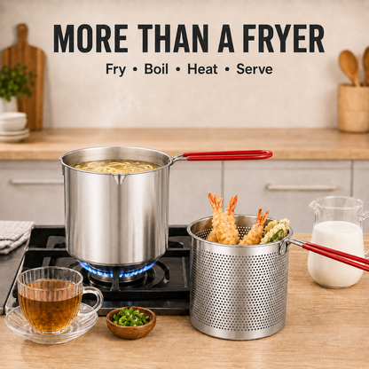 🍗 Crispy Favorites Made Easy 🔥 304 Stainless Steel Mini Fryer with Drain Basket