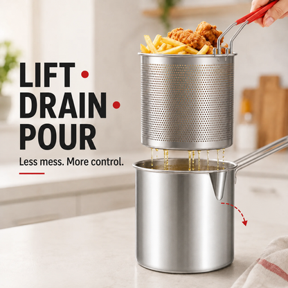 🍗 Crispy Favorites Made Easy 🔥 304 Stainless Steel Mini Fryer with Drain Basket