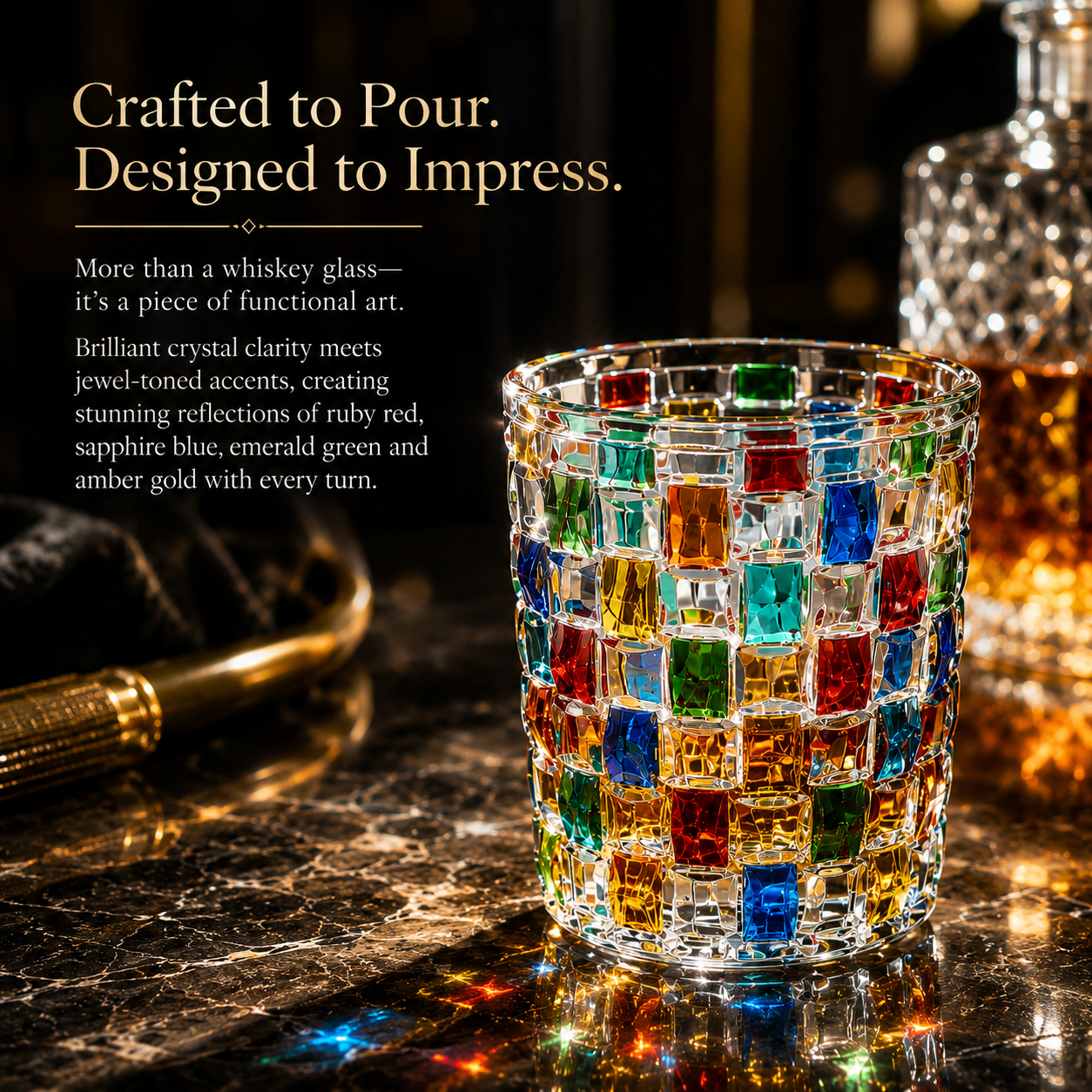 Artisan Colored Crystal Whiskey Glass