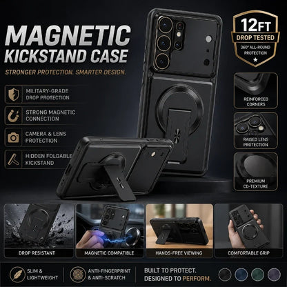 Magnetic Kickstand Phone Case forS Series – Shockproof Slim Case with Camera Lens Protection & Hidden Stand