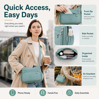 🎒 Multi-Pocket Campus Nylon Crossbody Bag